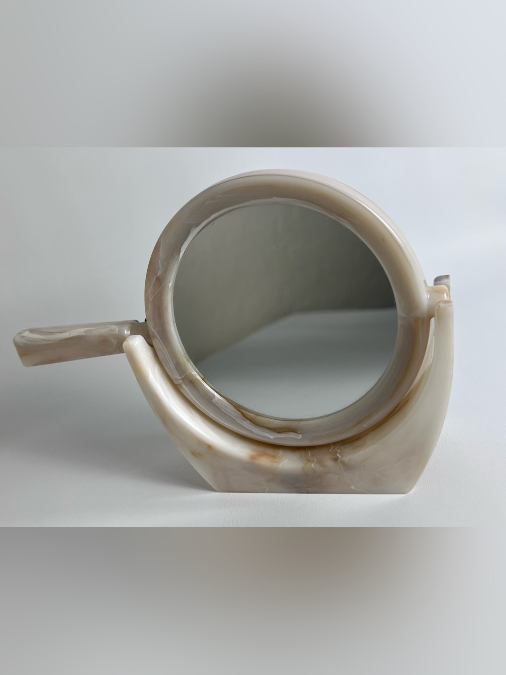 VTG Londonware Faux Marble Bathroom Mirror 90s Beige Tan Double Sided Plastic